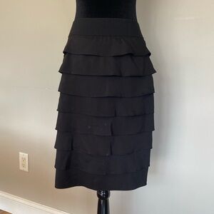 Ruffled Black Pencil Skirt